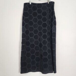 Danier Genuine Leather Black Suede Hexagon Maxi Skirt Size 14 Drk Boho Cowgirl
